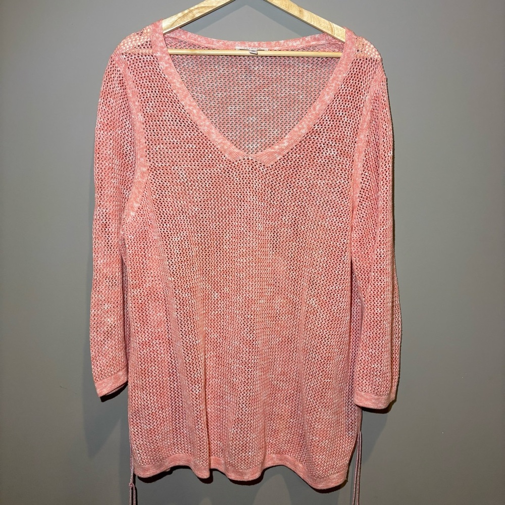 Talbots Crochet Knit V-Neck Tunic XXL